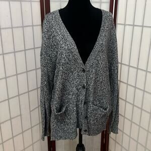 MADEWELL SPECKLED V‎ NECK CARDIGAN SWEATER SIZE L